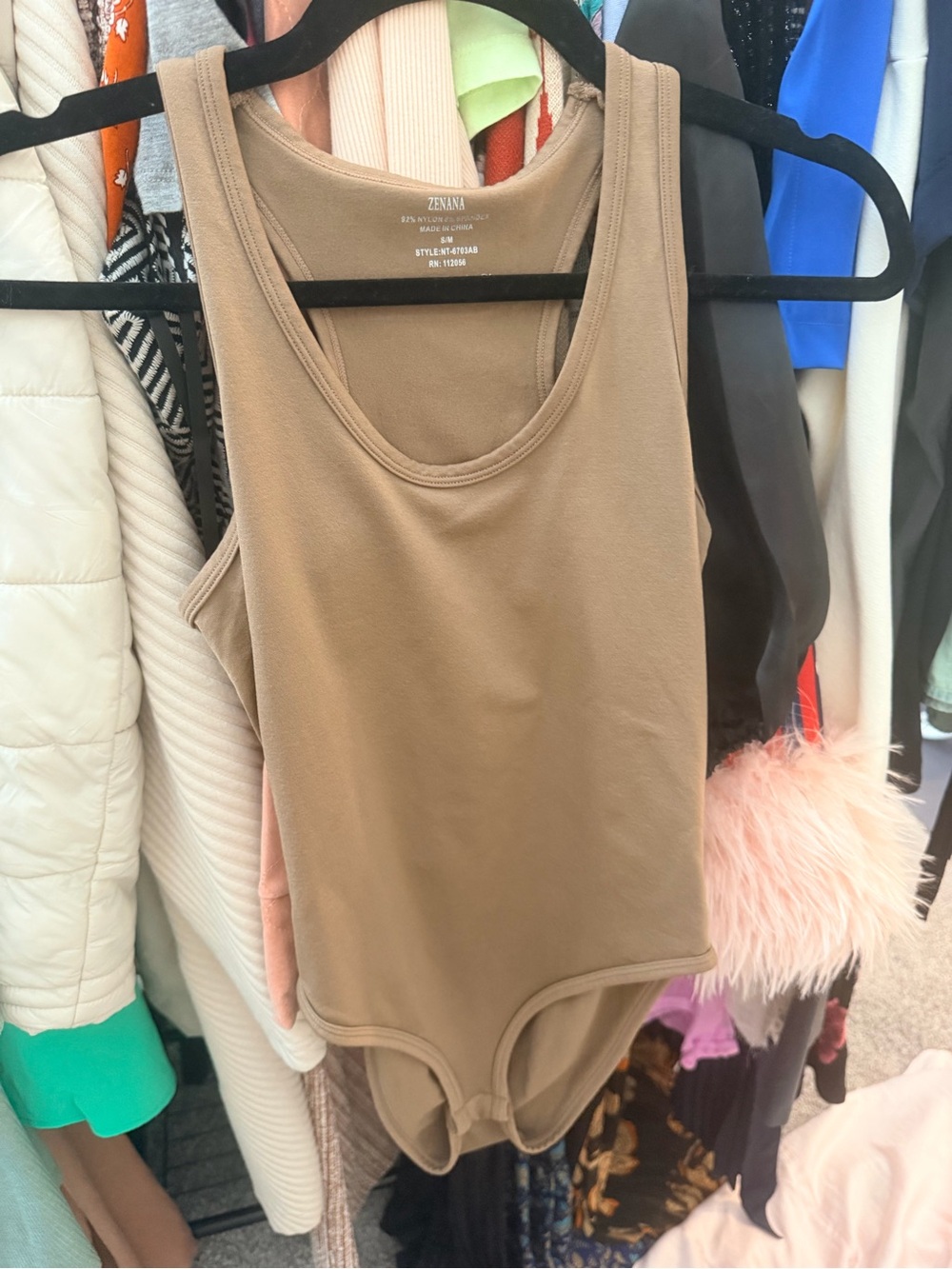 Zenana Outfitters Taupe Scoop Neck Bodysuit Tank